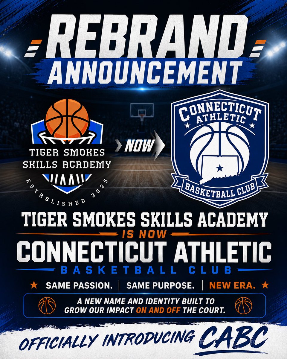 cabc_hoops's tweet photo. A new name. A new identity. The same passion, purpose and commitment to developing young people on and off the court.
TS Skills Academy is now officially Connecticut Athletic Basketball Club.
Welcome to the next chapter. 🏀 #CABC #WatchUsWork https://t.co/cj5vuwWL9R
