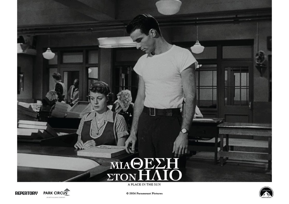 RepertoryGR's tweet photo. "Μια Θέση στον Ήλιο" (* * * * *). Το κλασικό αριστούργημα των έξι Όσκαρ συνεχίζεται στους κινηματογράφους. ΑΠΟΨΕ: ΡΙΒΙΕΡΑ (Εξάρχεια) (20:40) και ΔΙΑΝΑ (Μαρούσι) (17:50). Ανακαλύψτε στη μεγάλη οθόνη τη σημαντικότερη επανέκδοση του φετινού καλοκαιριού. https://t.co/tRAjZXUpbD https://t.co/vIHrXoMPGP