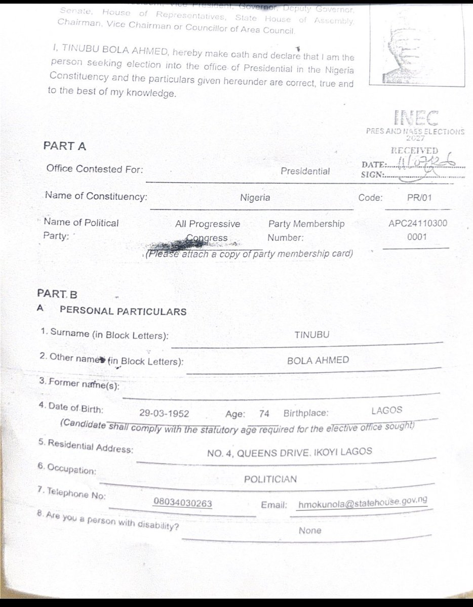 RealQueenBee__'s tweet photo. Ladies and Gentlemen, according to INEC’s own published documents:

1️⃣ Bola Tinubu was born in 1952, yet somehow went straight into Chicago State University (CSU) and miraculously graduated in 1979 without attending any Primary or Secondary School.

2️⃣ Three different names on three different official documents:
• INEC Form: Tinubu Bola Ahmed
• NYSC Certificate: Tinubu Bola Adekunle
• CSU Certificate: Bola A. Tinubu
And still one and the same person.

3️⃣The Quality: Out of all the documents published, the only ones mysteriously unreadable/blurry were the questionable CSU and NYSC certificates.

When the highest office in the land is built on conflicting records, the fallout reaches the global stage.

The international embarrassment is exhausting as a Nigerian, the second-hand shame is real. 🤦‍♂️🇳🇬