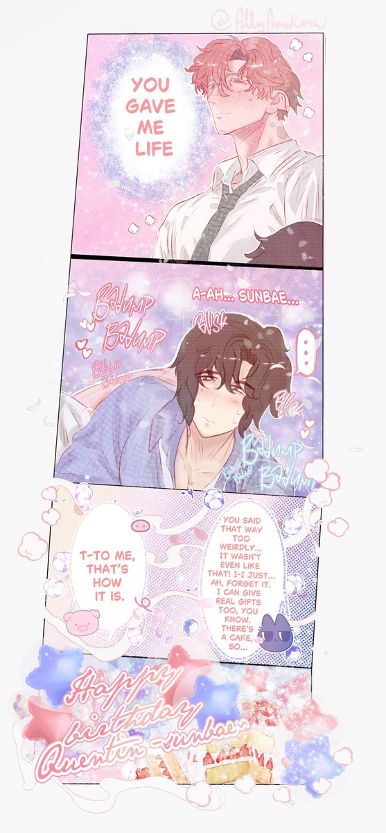 Allyamakosa's tweet photo. Los artes de cumpleaños que hice para mis personajes favoritos de #MrAsFarm . (También hice del señor A, pero X solo me deja meter 4 aaaa, lo de Q y G son minicomics, porque a ellos los adoro, pero saqué las imágenes más icónicas (?)) https://t.co/RywTZXjZcI