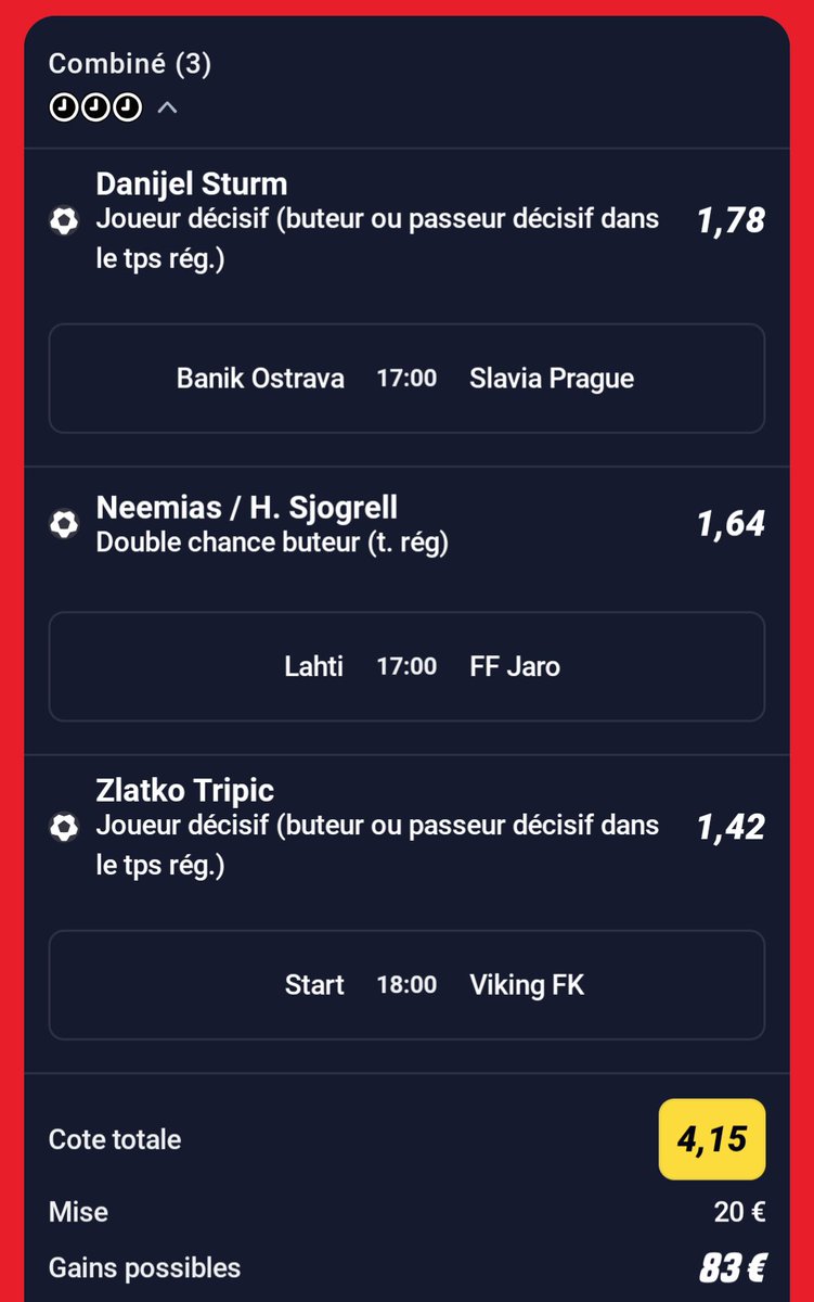 BetClem_'s tweet photo. BETS BUTEURS FOOTBALL ⚽ 01/08 🗓️ 

📊 @4.15 (0.8%)
https://t.co/Gp4KqzBEJc
📊 @12.93 (0.4%)
https://t.co/dnwYG1hWpe

Et rendez-vous à 17h00 pour l'étape 1 🚩 d'une montante (on va essayer de pas flop dès le départ).

👉 Attendre les compositions officielles pour les buteurs si vous en avez la possibilité (ça n'est pas le cas de tout le monde) c'est préférable.

Début 17h00 🕔
❤️ Si tu soutiens 
#TeamParieur