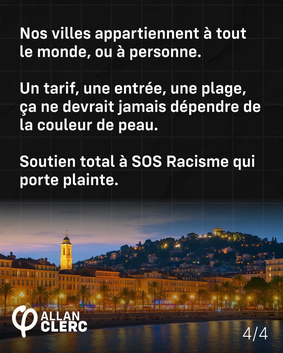clercallan's tweet photo. 🚫 200€ pour un groupe perçu comme noir. 15€ avec conso offerte pour un groupe perçu comme blanc. Même boîte, même soirée, à #Nice.
#SOSRacisme a testé des établissements sur la Côte d'Azur : 1/3 a des pratiques discriminantes. https://t.co/QKoGfI43Ls