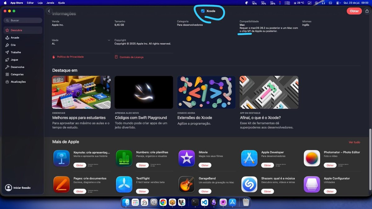 diabrett's tweet photo. @limaa_allan @jefsramalho @ocaiquelima_ Eu migrei justamente para o Tahoe porque estão exigindo que os apps sejam compilados para o sdk mais recente. E para minha surpresa quando fui instalar o XCode: https://t.co/O3szomHIcR