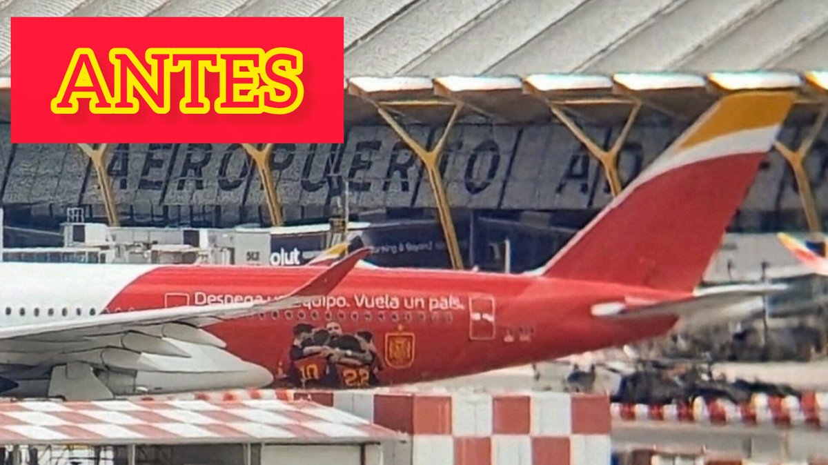 aereonoticia's tweet photo. El Airbus A350-900 de Iberia con la librea de la selección española (EC-MYX) luce desde hoy una nueva estrella en su escudo, en conmemoración de la conquista del Mundial 2026 por parte de España. https://t.co/4rBh0tvho9