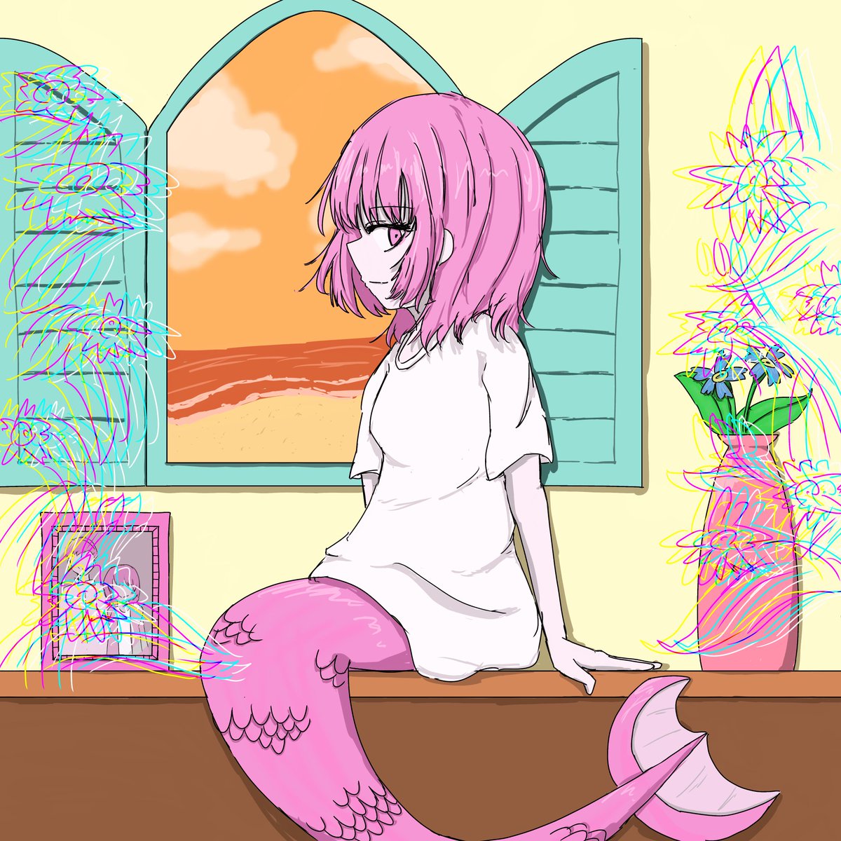 Makadami_k's tweet photo. #IyowaGirlsDraw 
セイレーンがこちらを見つめてくる https://t.co/TqCcEx9Gzo