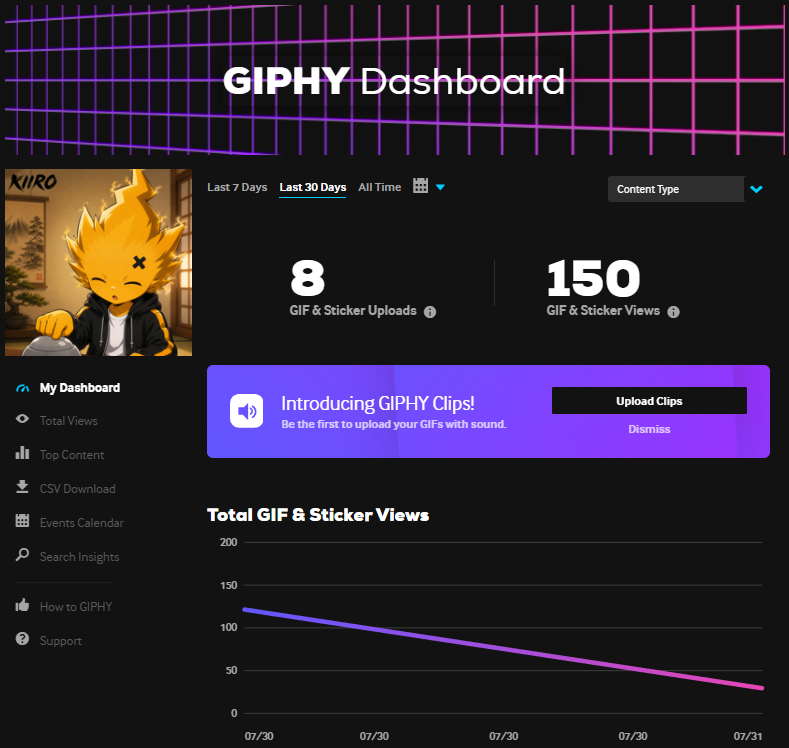 kiirospark's tweet photo. ⚡️ Big milestone for KIIRO!

We’ve officially been accepted as a Brand Channel on @GIPHY. 🎉

Our GIFs and stickers can now be indexed and distributed across 600+ platforms.

Every step counts. We keep building.

Now it's time to spread our IP. ⚡️ https://t.co/nmhpCAOSbh