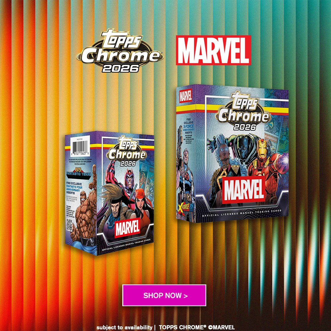 hmvtweets's tweet photo. Step into the worlds of Disney and Marvel, where timeless stories are united with breathtaking Chrome® technology and thematic designs that truly shine.
Collect them all!💫
https://t.co/tlMRImL2Al
#ToppsCards #Disney #Marvel #TradingCards #ToppsChrome https://t.co/nrRbNFoq7i