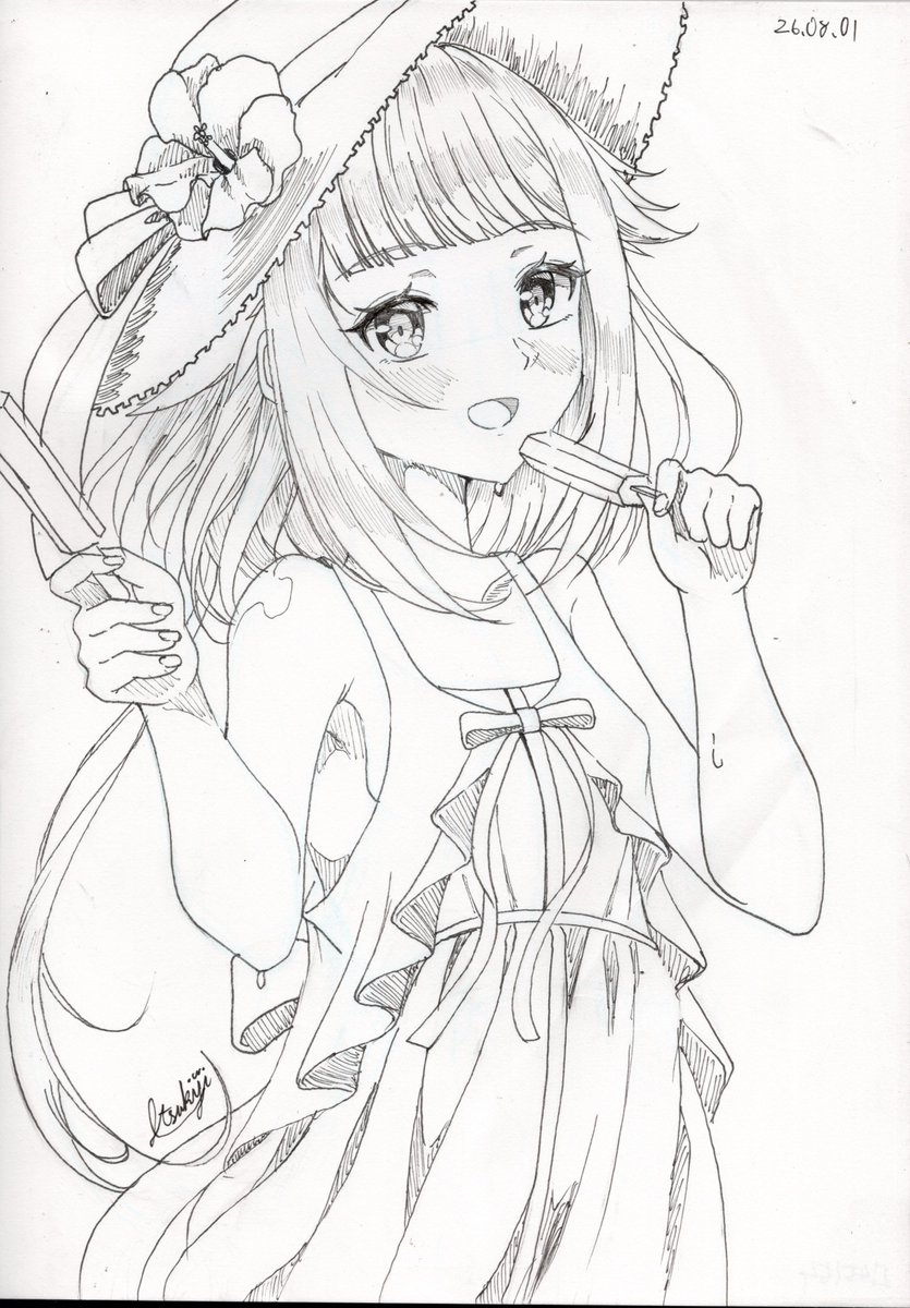 ITSUKIJI_SODA's tweet photo. #毎月1日はOИEちゃんの日 
#毎月1日はONEちゃんの日
久しぶりに間に合った！

「やー、地球は暑いねぇ……こっちの地元だと過ごしやすい気候に調整されてるから、こうも暑いのは新鮮だよー。でも、こういうのも悪くないかな？　こうやって一緒に涼んだりできるしね♪」 https://t.co/JRf3J38mi9