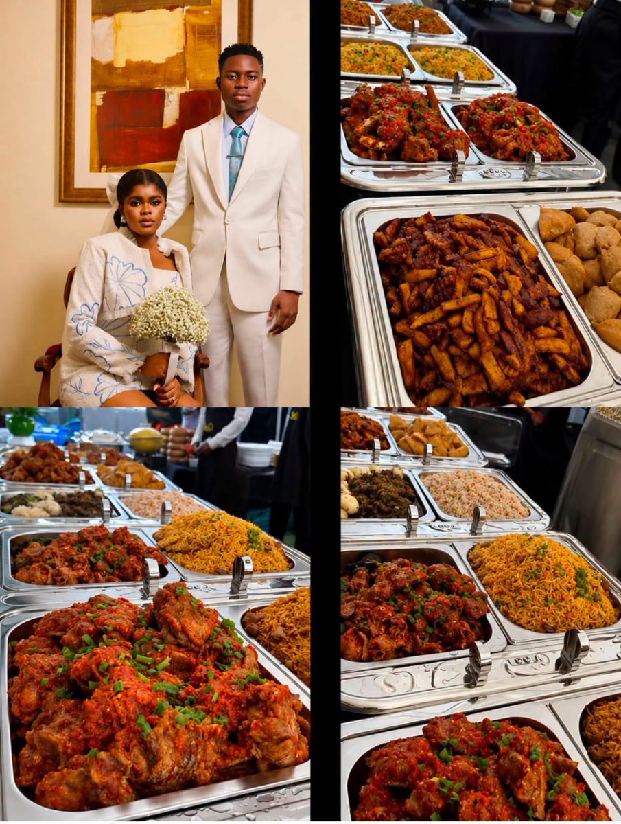 esegbonaluis's tweet photo. WOW ❤️❤️

If you are in Lagos please start coming , bring things you can carry food there because the quantity of food I am seeing here is already too much .  

Peller wasn’t joking about the 15 cows , it’s going down 🔥🔥🔥.

Jokes aside , this might turn out to be one of the best weddings .  

1st August will always be remembered as PELLER/Jarvis day .