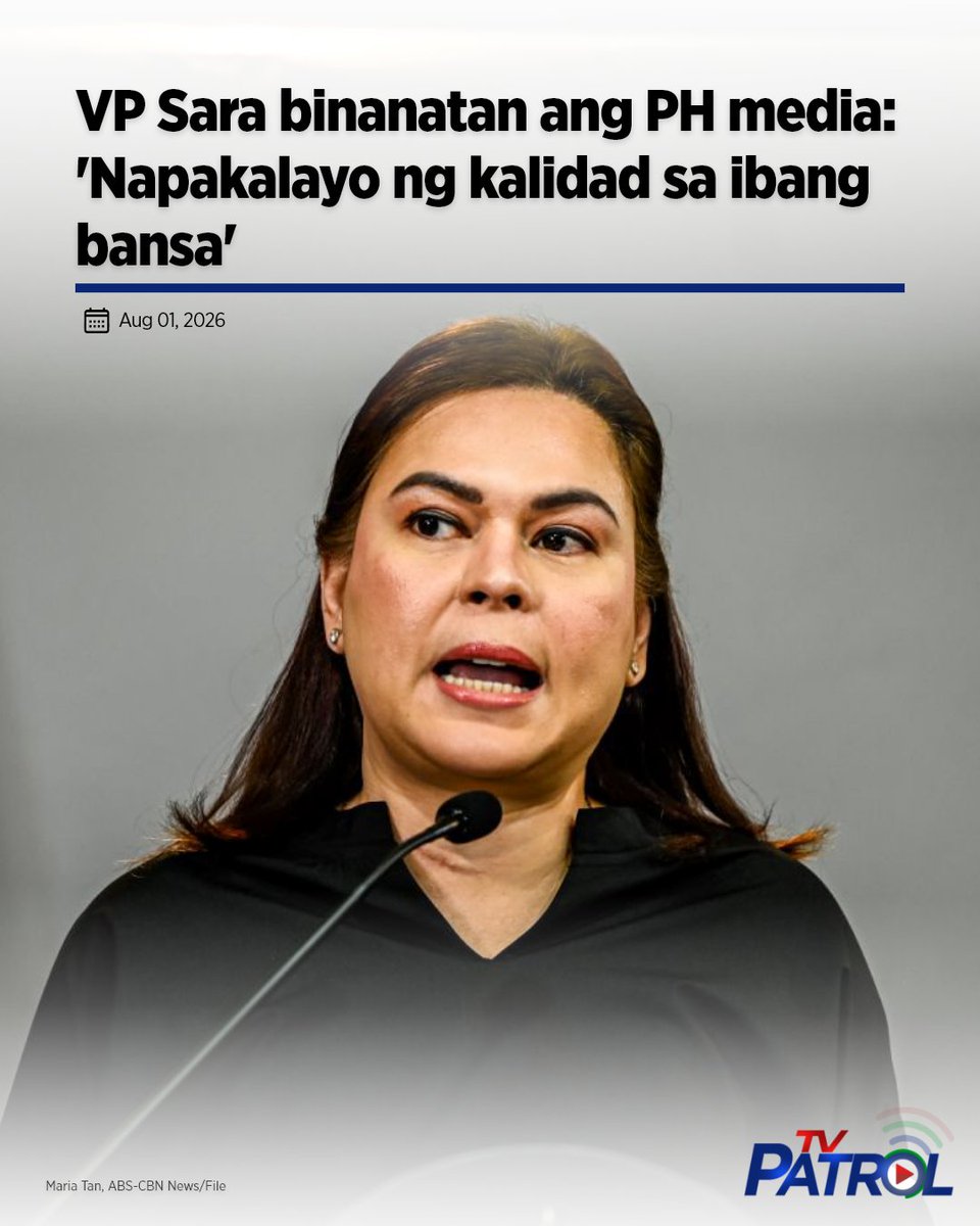 TVPatrol's tweet photo. "Kung hanggang diyan lang ang kakayahan ng journalism sa Pilipinas, then hindi talaga uunlad ang ating bayan," sinabi ni Vice President Sara Duterte.

Buong ulat: https://t.co/Jn9nSTqDLj https://t.co/VXz0DAbjVi