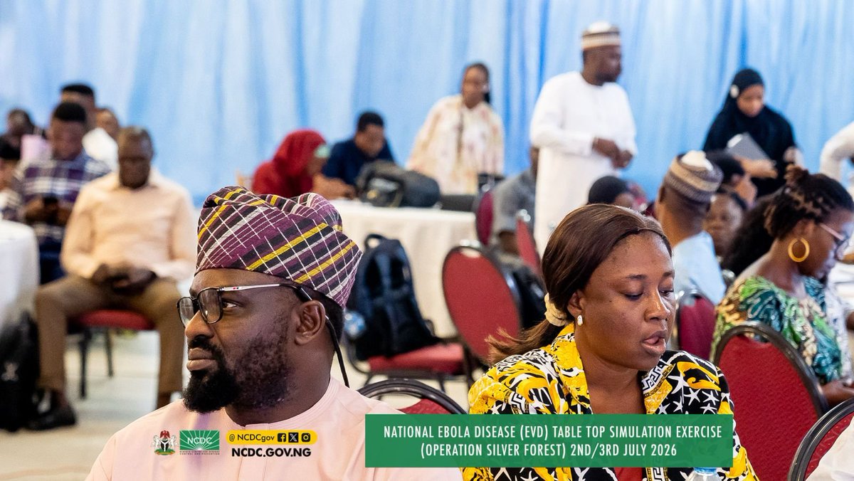 AdeleyeAdewaleS's tweet photo. PUBLIC HEALTH
Dr. Adewale Samuel Adeleye was among 100 healthcare professionals trained by the Nigeria Centre for Disease Control and Prevention (NCDC) during the National Ebola Virus Disease Tabletop Simulation Exercise, “Operation Silver Forest,” held in Abuja on 2–3 July 2026. https://t.co/VZhVh83jIF