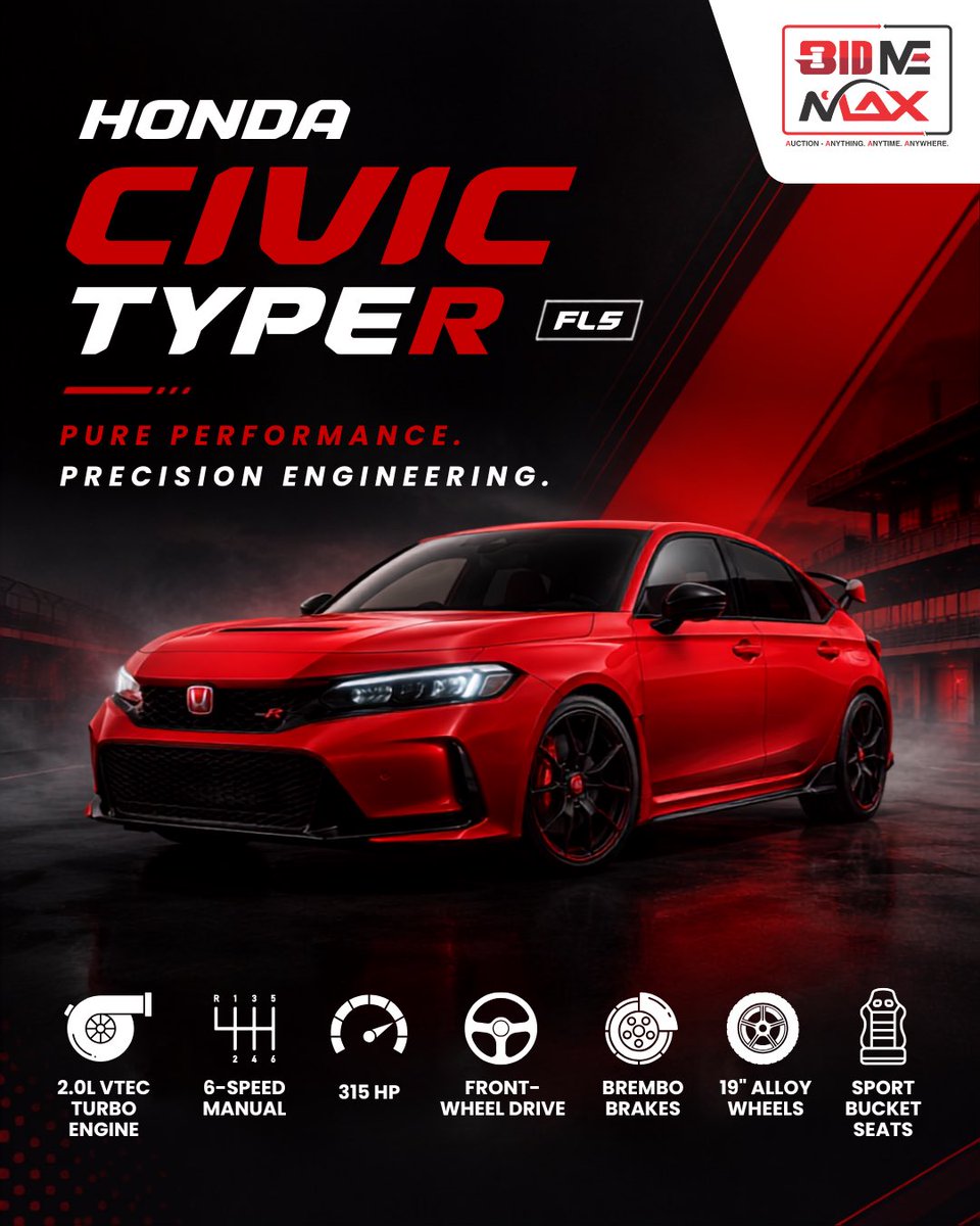 Bidmemax's tweet photo. Pure performance. Precision engineering. Honda Civic Type R FL5. 🔥

#HondaCivicTypeR #AutomotiveAuction #CarAuction #PerformanceCars #BidMeMax https://t.co/Mo4aMe3s5X