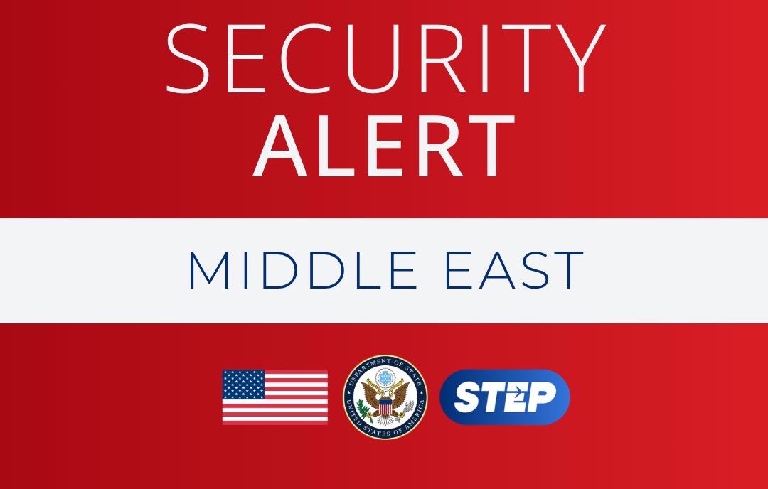 alrougui's tweet photo. الخارجية الأمريكية:

ينبغي للمواطنين الأمريكيين الموجودين في الشرق الأوسط توخي الحذر ورفع مستوى اليقظة، والاستعداد لاحتمال إلغاء الرحلات الجوية، والإغلاقات المؤقتة للمجال الجوي، واضطرابات السفر. https://t.co/FKXLwUHom9