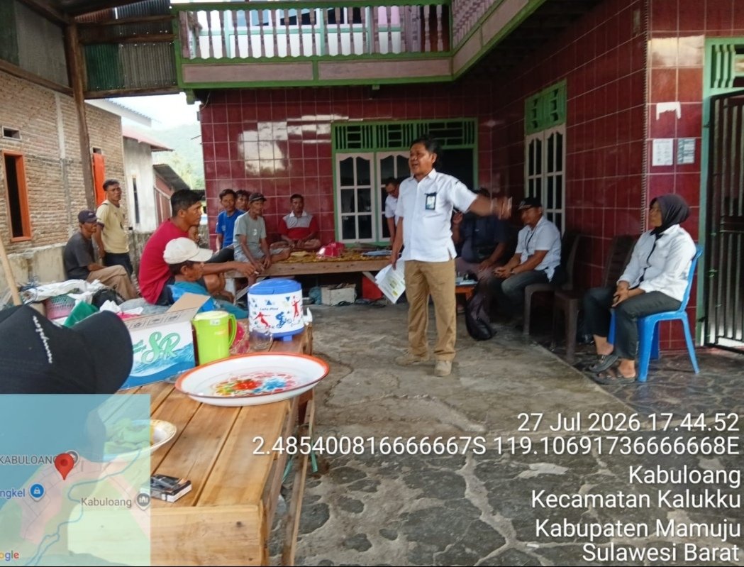 AbrahamMuhiddin's tweet photo. Senin /27/07/2026 
Kegiatan Sosialisasi Pendampingan Akses Teknologi Terekomendasi dan/ atau Tepat guna Bersama Bapak Kamaruddin Ketua dan anggota Kelompok Pokdakan Simbar  Allo di Dusun Kabuloang Desa Kabuloang Kec.Kalukku Kab.Mamuju Sulbar.
#BPPSDMKP
#satminkalmaros
#puslatluh https://t.co/cSRCFV3aFg