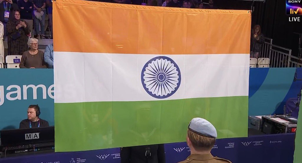 TheKhelIndia's tweet photo. WISH TO SEE THE INDIAN FLAG FLYING AT THE TOP MORE OFTEN IN GLASGOW TONIGHT! 🇮🇳🥹

Let’s bring home more GOLD medals! 🥇 https://t.co/rWSZeNQ90t