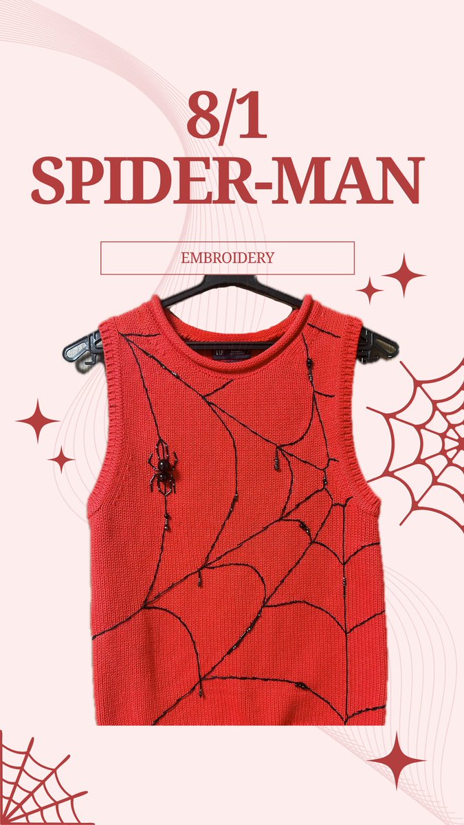Fukumin0426's tweet photo. 今日はスパイダーマンの日🕷️
3日間かけて刺繍して、8/1に映画を無事観ました！
We love you Spider-Man 🤟

#スパイダーマン #スパイダーマンの日
#Spiderman  #WeLoveSpiderMan #SpiderManDay https://t.co/ACt85M6NFC