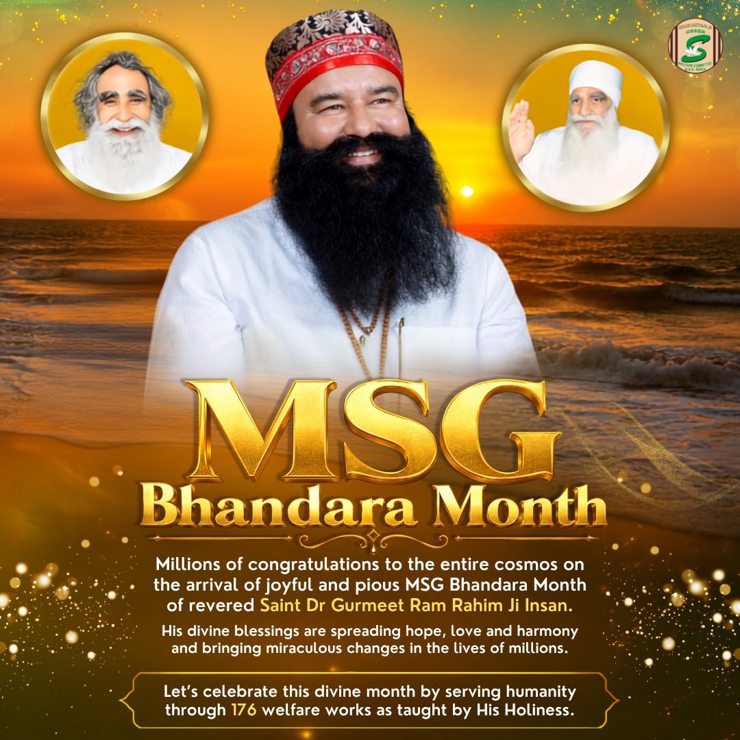 Prince_insa_77's tweet photo. May this sacred MSG Bhandara month inspire love, compassion, and selfless service, bringing blessings to all. Respectfully dedicated to Saint Dr. Gurmeet Ram Rahim Singh Ji Insan. 
#MSGBhandara
#HappyIncarnationMonth
#AuspiciousAugust https://t.co/ZS4K4IQIPd
