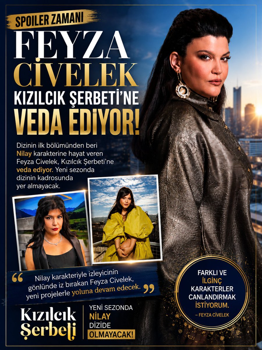 spoiler_zamani's tweet photo. BOMBA AYRILIK 💣
İlk bölümden bu yana Nilay karakterine hayat veren Feyza Civelek, Kızılcık Şerbeti'ne veda ediyor. Oyuncu, yeni sezonda dizinin kadrosunda yer almayacak.
Bu ayrılık hakkında siz ne düşünüyorsunuz? 👇
#KızılcıkŞerbeti
#Nilay
#FevzaCivelek https://t.co/hDgXlXdvKC