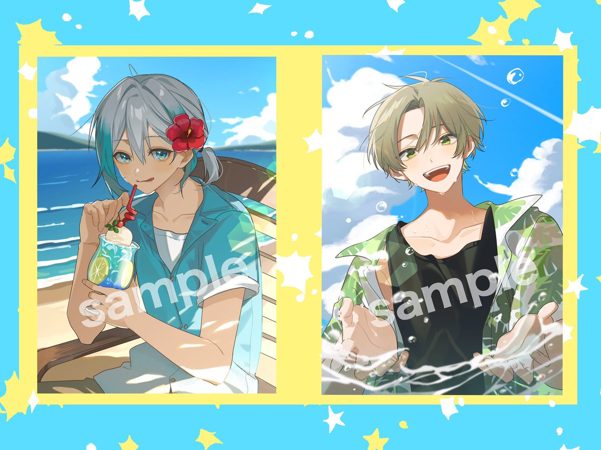 _gongonbe_'s tweet photo. 【お知らせ】
クレノアサマーツアー2026
『SUMMER⭐︎M4GIC
〜魔法をかけて‼︎!お天道SUMMER!!!〜』
ランダムチェキ風トレカを描かせていただきました〜！🌴
よろしくお願いします🍀 https://t.co/TuI1XaLYeo