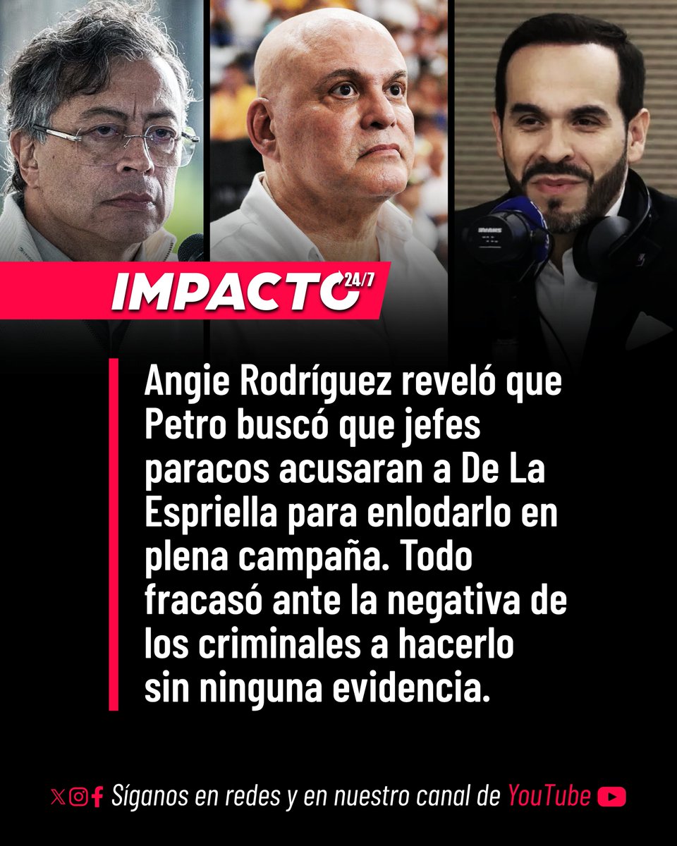 Impacto24_7's tweet photo. 🚨🇨🇴 PETRISMO PARACO | Angie Rodríguez, exdirectora del DAPRE, reveló plan del desgobierno Petro para utilizar a exjefes paramilitares como Mancuso, Macaco y Jorge 40, en plena campaña presidencial. Según Rodríguez, la estrategia buscaba que los criminales paracos acusaran públicamente a Abelardo De La Espriella, Álvaro Uribe y Germán Vargas Lleras para enlodar su imagen. El plan fracasó en Valledupar debido a que los excomandantes se negaron a seguir haciendo señalamientos orquestados por el petrocepedismo sin ninguna evidencia.