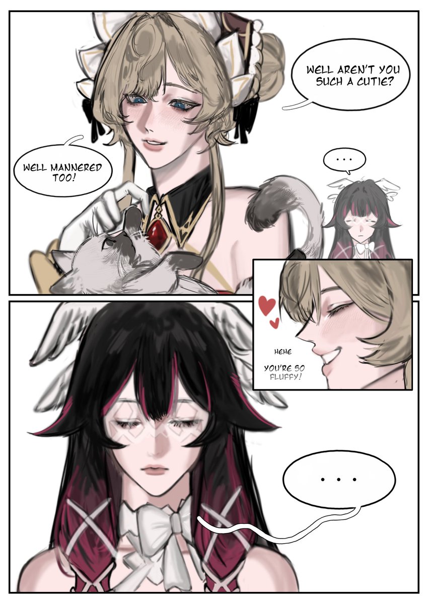 lomissu's tweet photo. Columbina wants pets from her dear Sandrone too 👀✨
(reupload)
#sandbina https://t.co/E7ATdhmeqA
