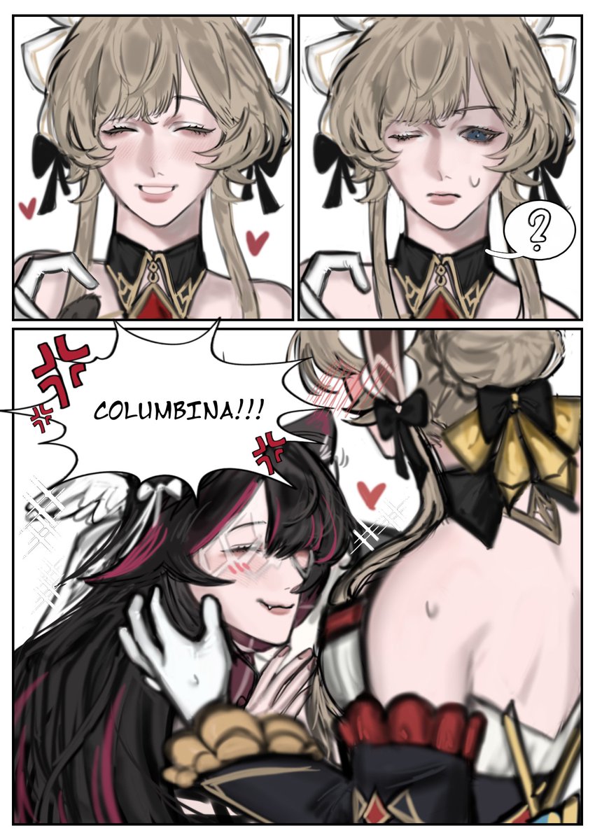 lomissu's tweet photo. Columbina wants pets from her dear Sandrone too 👀✨
(reupload)
#sandbina https://t.co/E7ATdhmeqA