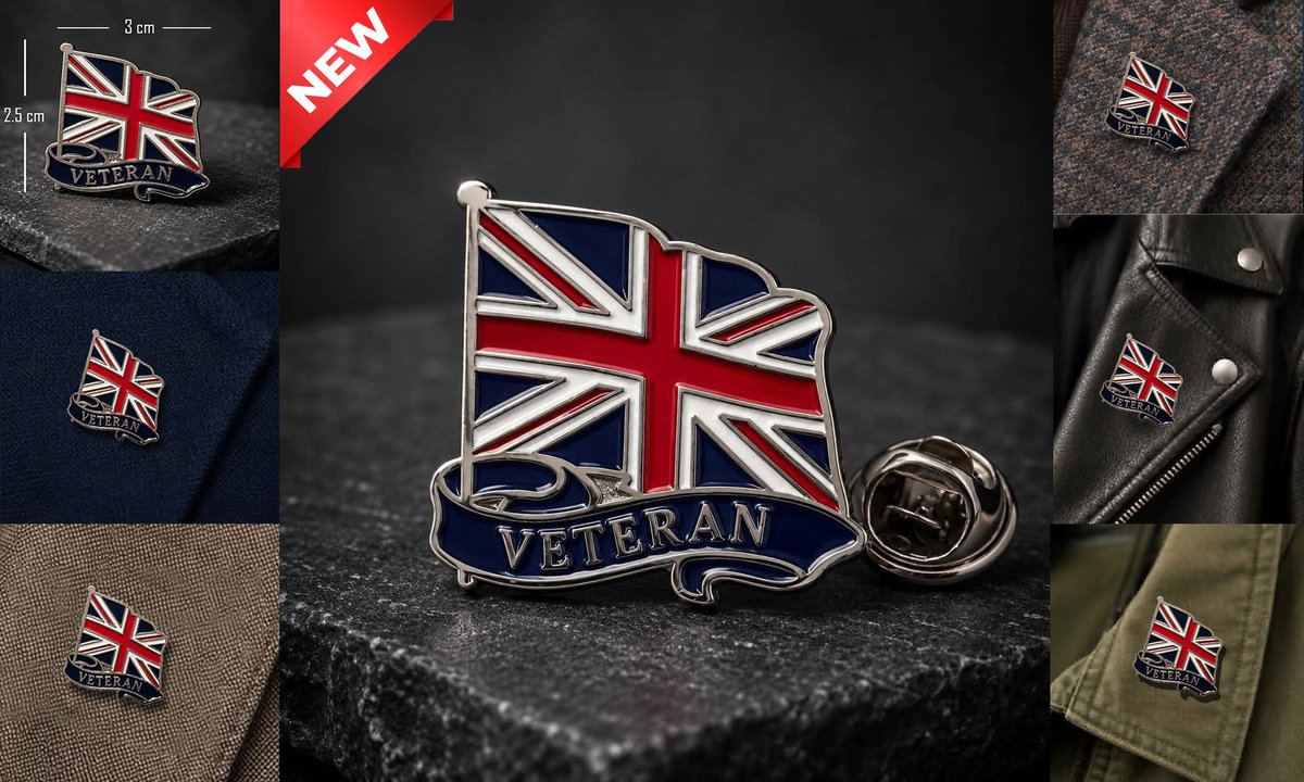 CliveWardauthor's tweet photo. Veteran Union Jack Enamel Pin Badge | British Veteran Flag Lapel Pin
https://t.co/acTcFf7dlV

Show your pride with this beautifully crafted Veteran Union Jack Enamel Pin Badge. Featuring the iconic Union Flag mounted above a flowing Veteran banner, this premium enamel pin is a simple yet meaningful way to honour military service.

Ideal for veterans from the British Army, Royal Navy, Royal Air Force and Royal Marines, this badge looks great on jackets, blazers, caps, backpacks, lanyards or display boards.

Whether you're attending Remembrance events, veterans' reunions, Armed Forces Day or simply showing your pride every day, this high-quality enamel badge is the perfect accessory.

Designed by Veterans • Made by Veterans