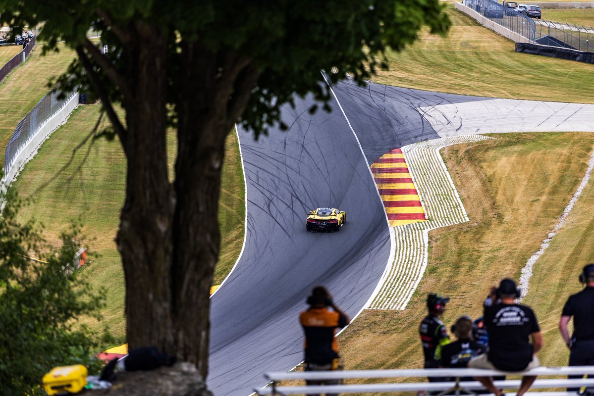 PrattMillerMS's tweet photo. Rain, rain… go away! 

We woke up this morning to the rain making its arrival at Road America but that won’t slow us down.

With a packed schedule of practice and qualifying, there’s no shortage of on-track action still to come.

#PrattMillerMotorsports #IMSA #CRbyPMM https://t.co/lWrKGppPSw