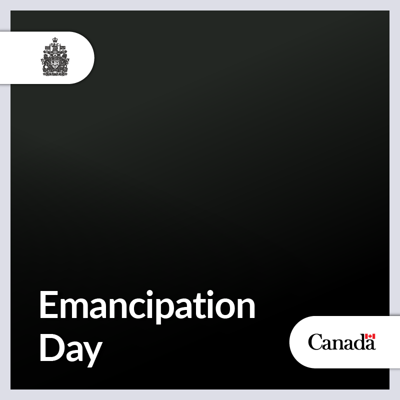 CanadianPM's tweet photo. Today, we mark Emancipation Day and honour the strength, resilience, and contributions of Black Canadians.
  
As we reflect on our history, we recommit to building a Canada where everyone has the opportunity to thrive. Prime Minister Carney’s statement: https://t.co/xOSNbI4wa2 https://t.co/AiytQDIZOG