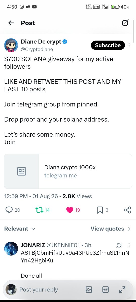 Without_merci's tweet photo. @Cryptodiane 7anftPE3PFracoKQ35jSj52CWS1LFGhQK7qp1az5745W https://t.co/9COwszUdcV