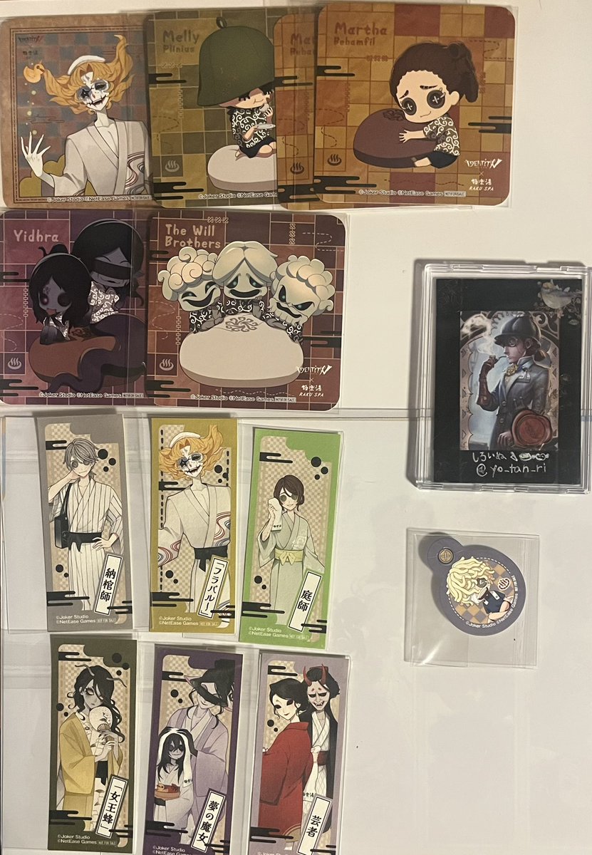 yo_tan_ri's tweet photo. 交換　譲渡
第五人格　IdentityⅤ
極楽湯 入場券風カード 缶バッジ 千社札　缶バッジ
譲✴︎
火災調査員　フラバルー　納棺師　庭師　空軍　昆虫学者　夢の魔女　芸者　女王蜂　血の女王　バーメイド　一等航海士破輪
求✴︎
探鉱者　傭兵
定価+送料
詳細3枚目記載してます https://t.co/NNey37kOSu