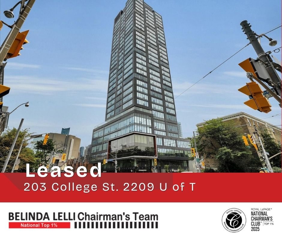 bel_lelli's tweet photo. Leased! 203 College St. 2209
Let our LEASE EXPERT TEAM
Protect your investment through strict due diligence.
We Match your property with verified, high-quality occupants, executing strict credential and financial evaluations
#Leaseexperts #toprealestateteam #BelindaLelliTeam https://t.co/ANTH0OOG14