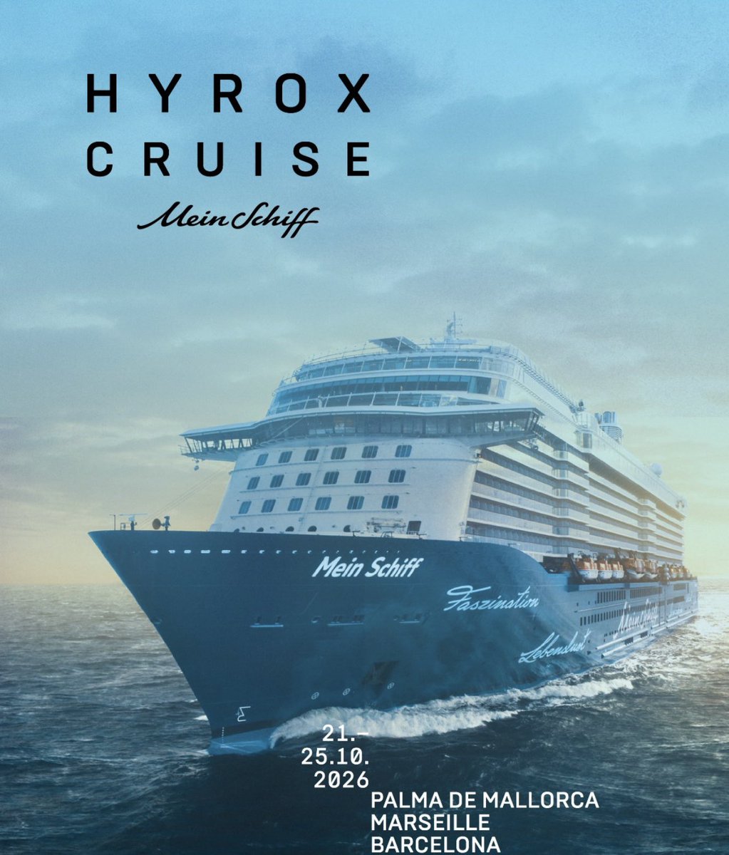 heyheymiiyan's tweet photo. な、な、ななな、なんとっっっ！！！

HYROX Cruise 2026 に申し込みしました🫶🩷

マヨルカ島▶️バルセロナ▶️マルセイユ🚢を周りながら船内でトレーニングをするそうです👍✨

マヨルカ島大好きで４年連続行ってて大好きな場所から、今挑戦してるHYROXしながら回れるの嬉しいーーーー🩷😘✨

（昔、地球一周する船で美容師してたこともありクルーズも大好き🫶）