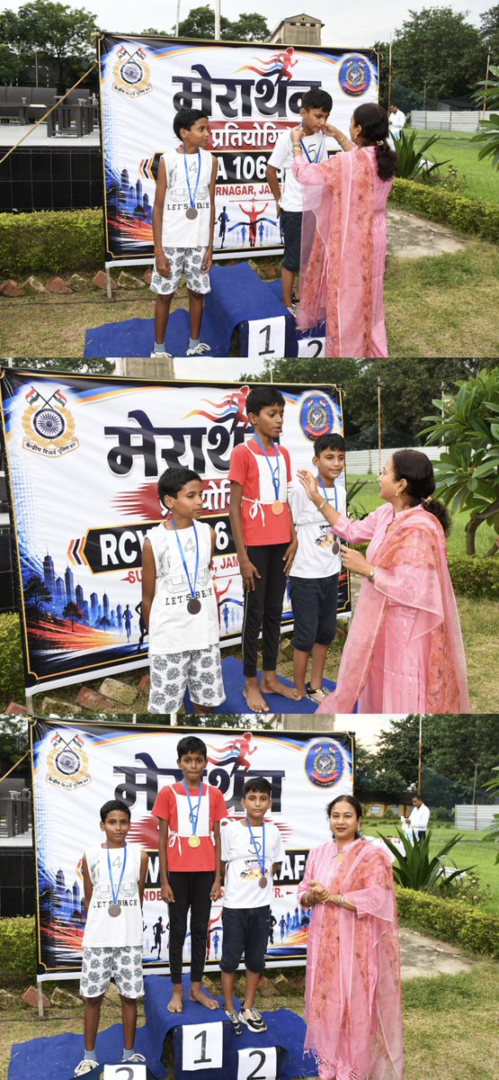 RCWA106RAF's tweet photo. 🏃‍♀️🏅 हर कदम स्वस्थ भविष्य की ओर।
RCWA #106BN RAF द्वारा आयोजित मैराथन प्रतियोगिता में बल के कार्मिकों के बच्चों ने उत्साहपूर्वक भाग लिया। RCWA की अध्यक्षा श्रीमती शुभ्रा कांत ने विजेताओं को पदक प्रदान कर सम्मानित किया एवं सभी प्रतिभागियों का उत्साहवर्धन किया।
#Marathon #FitIndia https://t.co/NMfMgwtXMw