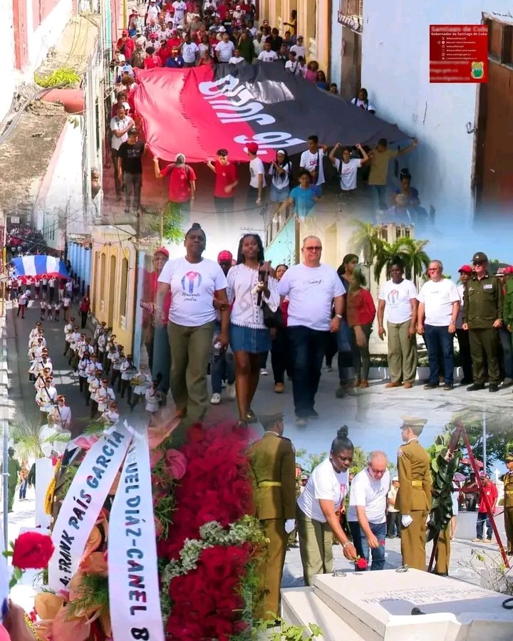 LopezDalgis's tweet photo. #CubaViveEnSuHustoria.Los santiagueros rendimos homenaje a nuestros héroes.@CubaMined ,@dme_mella ,@SantiagoDeCuba. https://t.co/yjyqxFzFYg