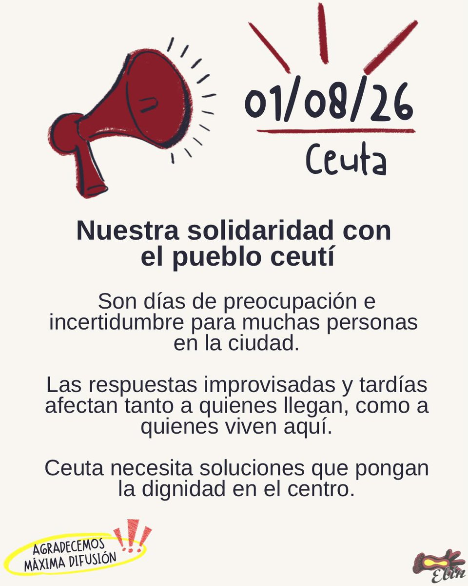 CoordiBarrios's tweet photo. Actualizamos informacion sobre lo acontecido en Ceuta.
Gracias a Asociación Elin

#EnMiCasaSI https://t.co/GV91I5BglT
