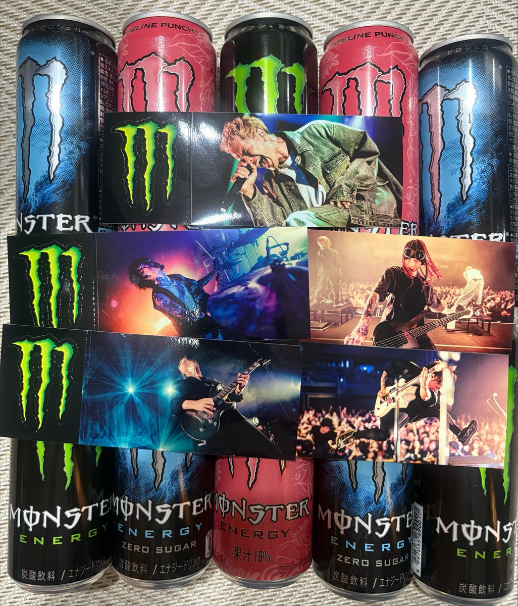 tobazukkey's tweet photo. まだ店頭並んだばっかりのところに
遭遇して無事コンプリート！
今回もミーグリ応募するぞー！

2本買ったら1枚もらえるので
みんなも是非お気軽に！
#coldrain #ウエルシア #モンスター https://t.co/eBXJvu508y