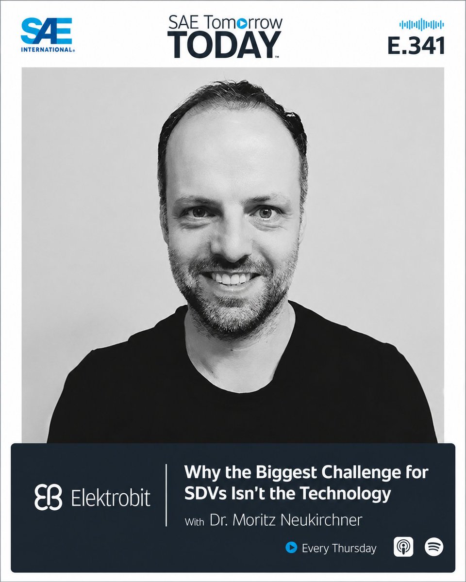 SAEIntl's tweet photo. SDVs are transforming the automotive industry, but are OEMs focused on the right priorities? Hear from Dr. Moritz Neukirchner at Elektrobit, on how #automotiveOS is reshaping the future of mobility &amp; why many OEMs are rethinking their #SDV strategies. https://t.co/jdF3Zqni6s https://t.co/IG5zEfqmf1