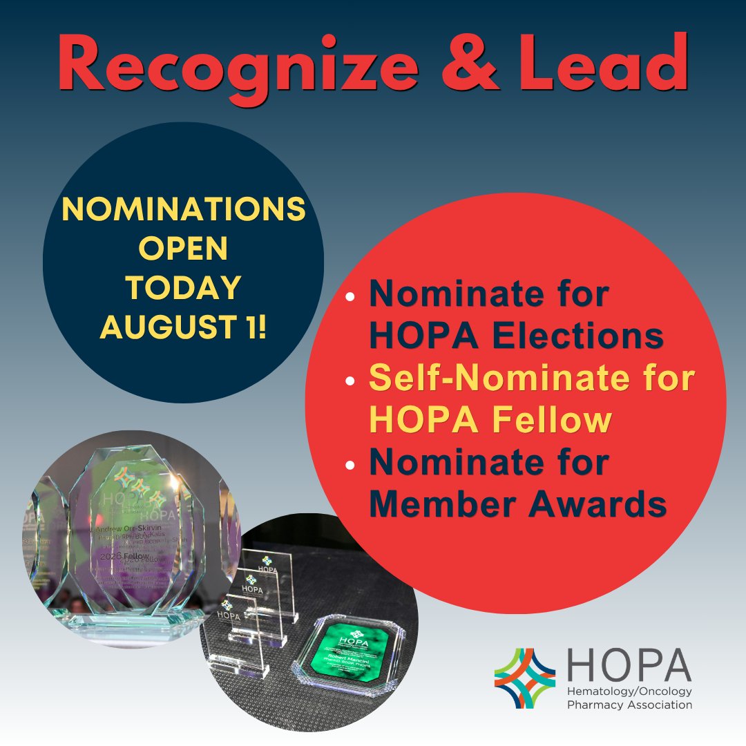 HOPArx's tweet photo. It's time to recognize &amp; lead - HOPA's election and awards season has begun! Nominate for HOPA Board positions by October 1, and Member Awards (with 2 new categories added this year!), or Self-Nominate for HOPA Fellows, by October 2. Apply Now: https://t.co/Hl513sd9Za https://t.co/GTC6Ad8cVY