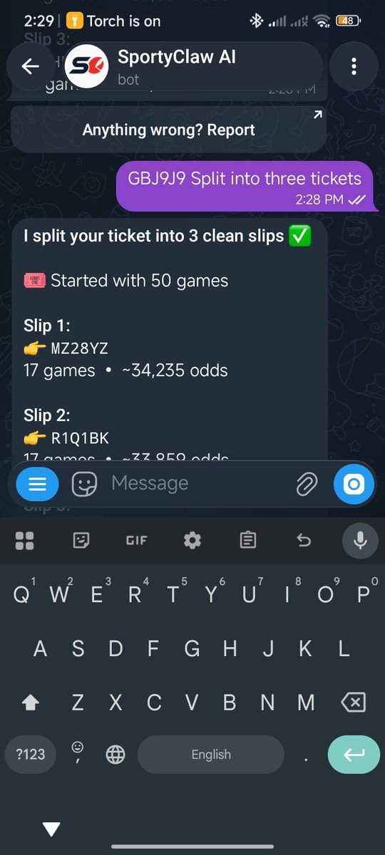 Bigubee101's tweet photo. @PunterX001 I Split this ticket into three 👇 

MZ28YZ - 34k odds ✅ 

R1Q1BK - 34k odds ✅ 

H5PAD6 - 19k odds ✅ 

Boomluck family 🏆💥 https://t.co/E1bxW9FZkr