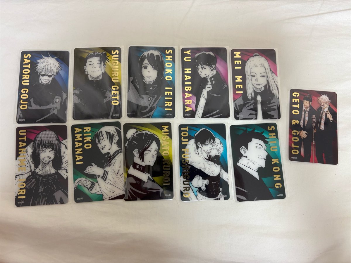 gYPfrV's tweet photo. 【交換・譲渡】呪術廻戦 呪術廻戦展 クリア箔押しカード クリアカード クリカ

【譲】☆高専五条、☆夏油、家入、灰原、冥冥、歌姫、天内、黒井、☆甚爾、孔 各2枚

【求】同異種 伏黒＞定価
同種 渋谷事変＞死滅回游 異種メモコレ優先

☆は無印纏めてなど条件の良い方優先
郵送でのお取引 https://t.co/hPWiG9JkL0