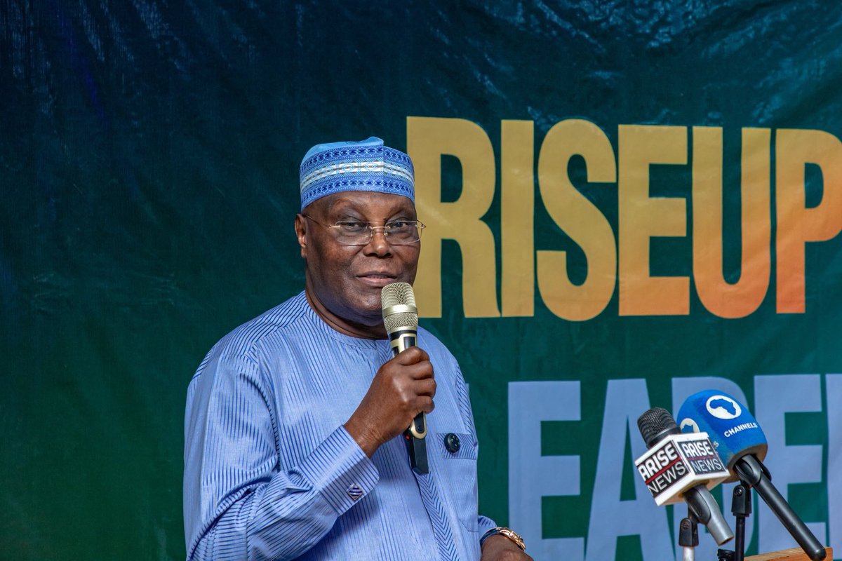 Rasheethe's tweet photo. H.E. Atiku Abubakar to young Nigerians at the @RiseUpNaija_RUN  today: “Do not exchange four years of your future for one afternoon of inducement.”

A bag of rice finishes. A campaign T-shirt fades. Bad leadership stays with you long after the campaign ends. 

On japa, he said young Nigerians leave “not because they have stopped loving their country, but because they no longer believe their country loves them back.”

Japa is not a lifestyle choice. It is a verdict on leadership.