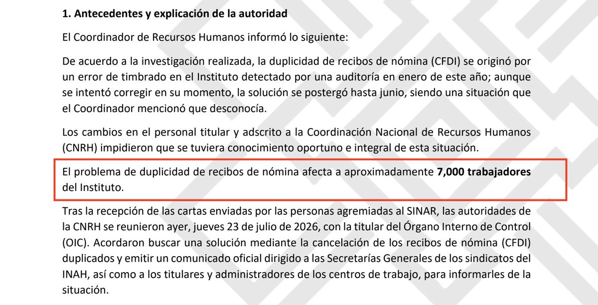 peniley_ramirez's tweet photo. Acá va un hilo sobre cómo investigué mi #Linotipia de esta semana acerca de las facturas dobles que el @INAHmx emitió en junio de 2026, con pagos supuestamente duplicados de 2025 y que han afectado a unos siete mil trabajadores. https://t.co/ByAQqXQvyU