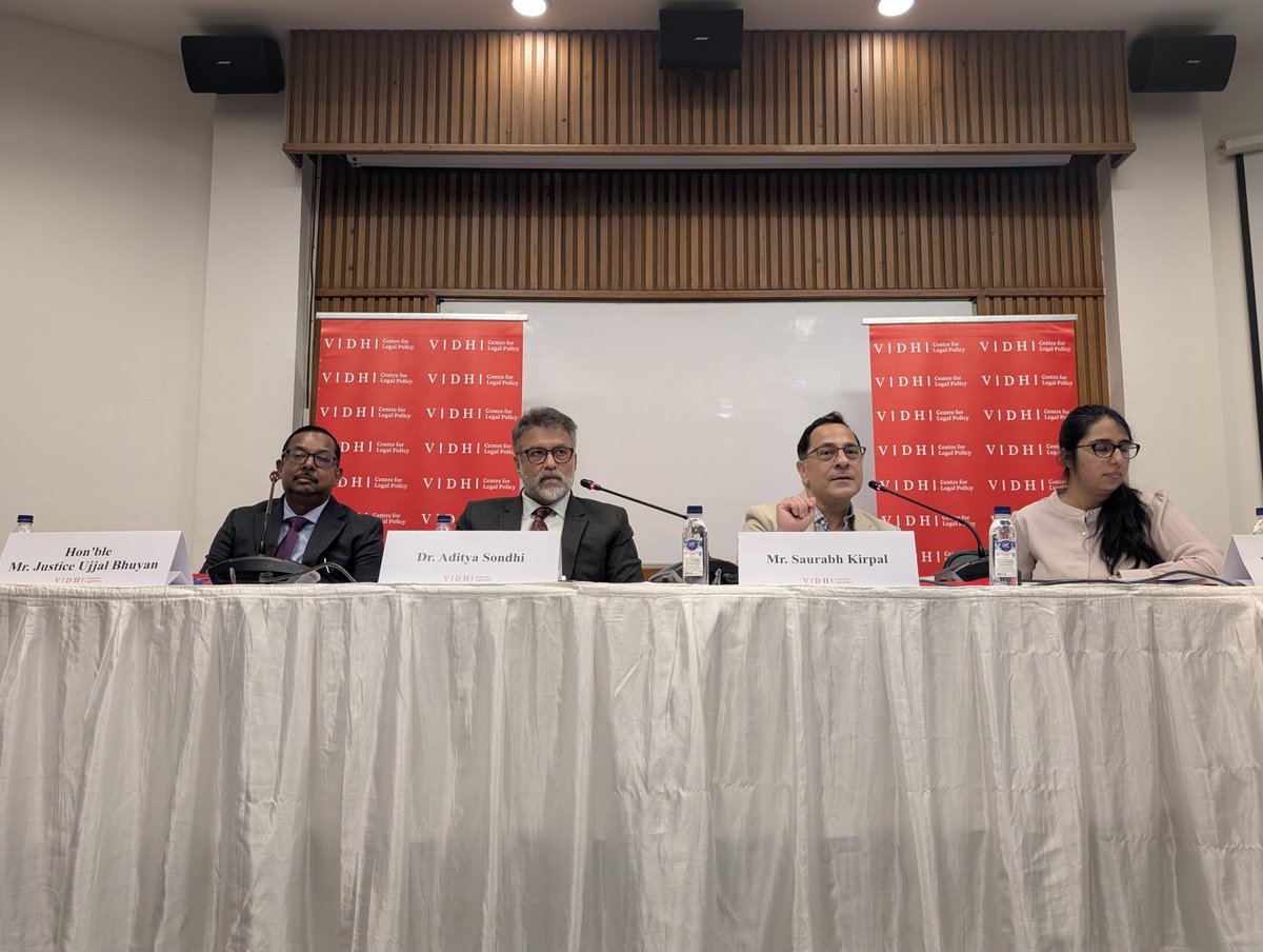 LiveLawIndia's tweet photo. By not giving reasons[for appointment of judges] you are actually doing diservice to judges who have done tremendous work. By not doing this, we are allowing some kind of people who come inside the judiciary and will later go on to describe a group of people as 'ants'. It's completely unconstitutional: Justice Ujjal Bhuyan at @Vidhi_India report launch.