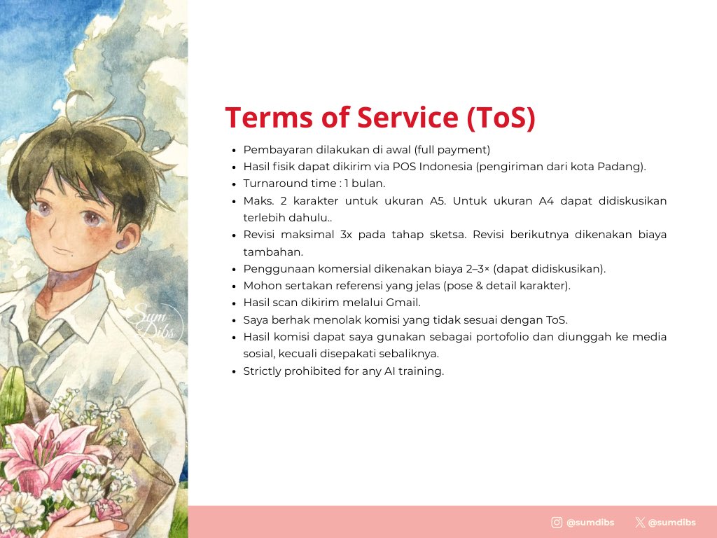 sumdibs's tweet photo. [♡ &amp; ↻ are appreciated]

Halo!! my watercolor commission are open (0/5 slot) ☀️ local only

feel free untuk DM jika berminat, ya! thank you 🫶

#opencommission #artidn https://t.co/t8h2CgN0jq