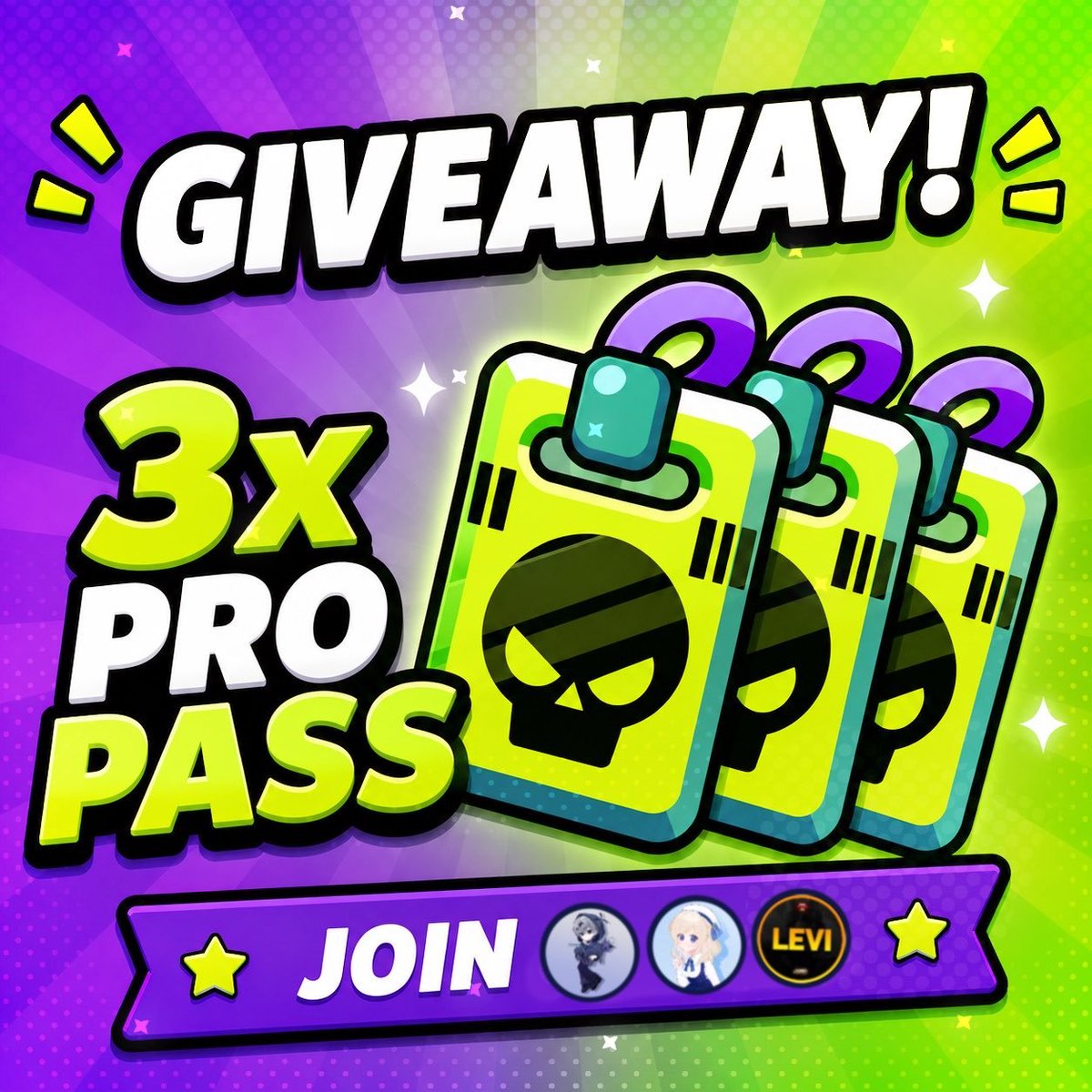 FFlevi_'s tweet photo. 3x Pro Pass Giveaway! 🔥

To enter : 

✔︎ Follow @FFlevi_ &amp; @kousui_bs &amp; @nana7bs 
✔︎ Like &amp; Repost ❤️♻️
✔︎ Reply with your favorite Brawl Stars skin!
好きなブロスタのスキンをコメント💬

#BrawlStars #ブロスタ https://t.co/NjZDC9fLZi