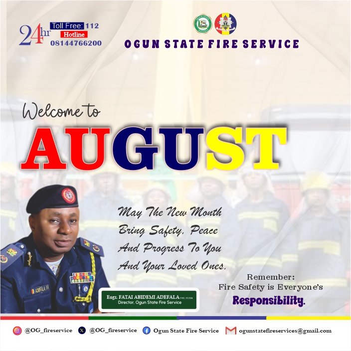 OG_FireService's tweet photo. Hapy new month from Ogun State Fire Service! https://t.co/VBNeJhZs0I