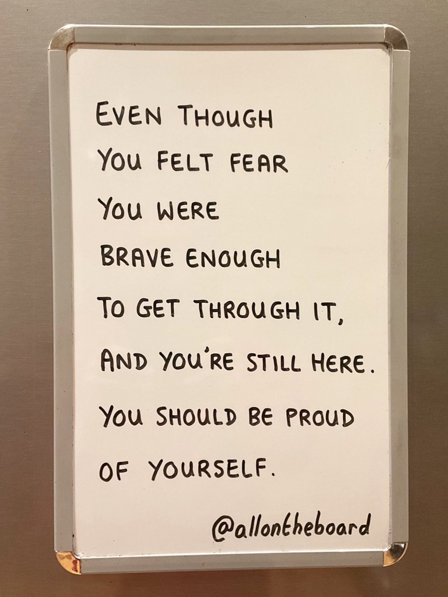 allontheboard's tweet photo. Even though you felt fear you were brave enough to get through it, and you’re still here. You should be proud of yourself. https://t.co/sjMhpm8oa5