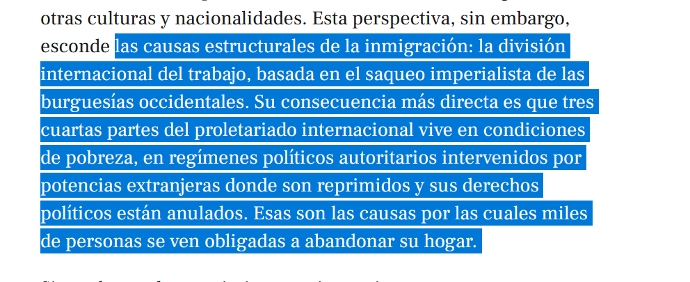 xavir1_'s tweet photo. "las causas estructurales de la inmigración: la división internacional  del trabajo, basada en el saqueo imperialista de las burguesías  occidentales. Su consecuencia más directa es que tres cuartas partes del  proletariado internacional vive en condiciones de pobreza" https://t.co/Xmo3XeyhzL