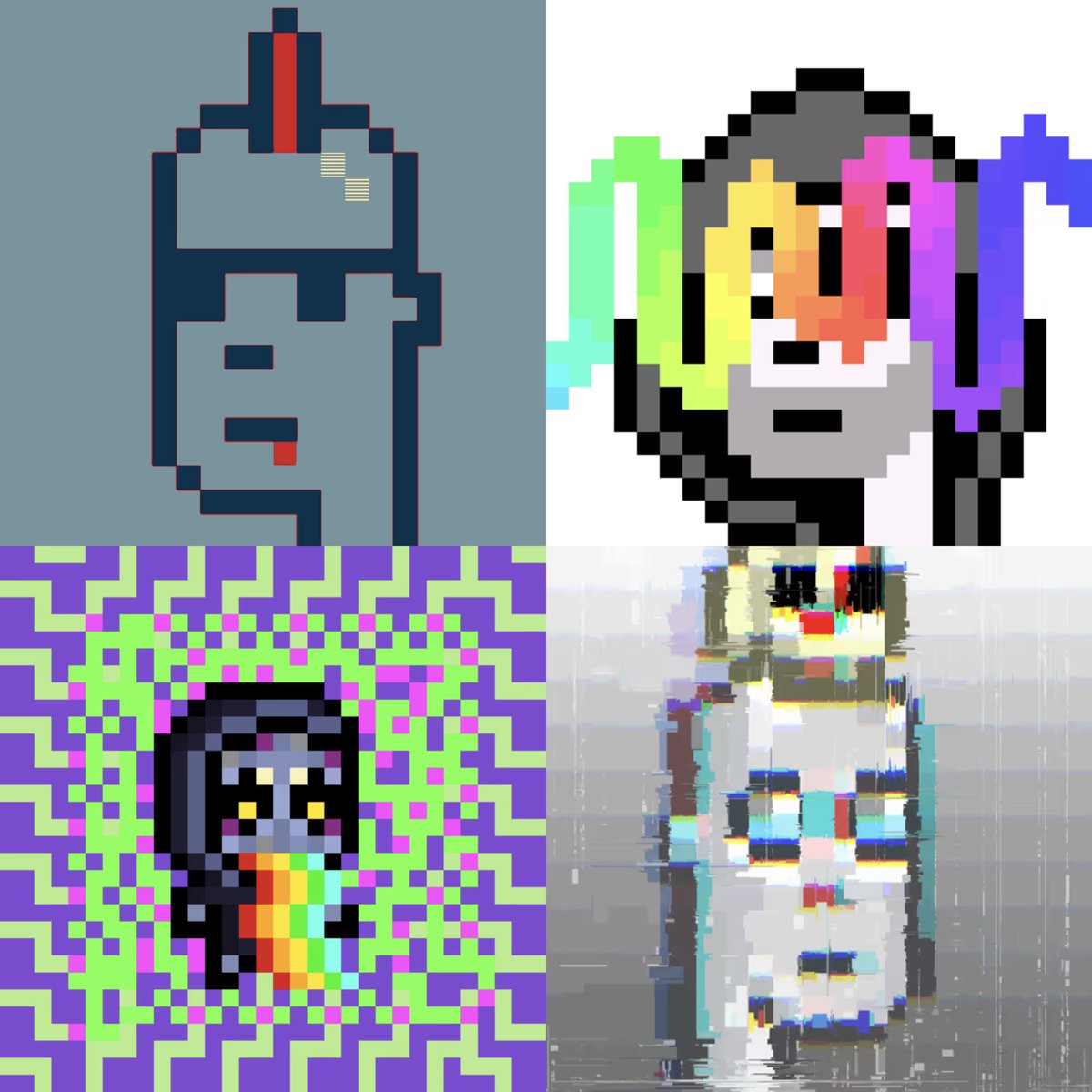 BrokenPunksRH's tweet photo. 2800 Original Pixel Artworks

Pop Art. Abstract. Glitch. Experimental.

No templates No duplicates
No AI 
 Every Broken Punk is a true 1/1 https://t.co/zS2JZyHChV